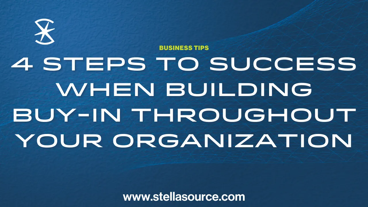 A team aligning to build organizational buy-in for new software